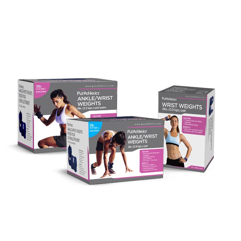 Ankle/Wrist Weight Sets Inside a Packaging in a Variety of Levels