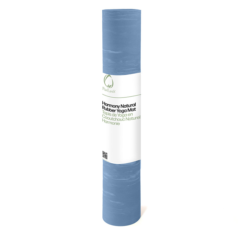 Harmony Natural Rubber Yoga Mat with label on a white background